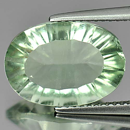 Concave Cut 5.94 Ct. Oval Natural Bluish Green Fluorite