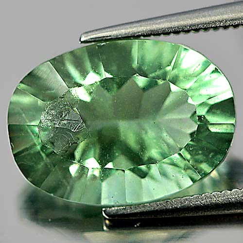 Concave Cut 6.87 Ct. Oval Natural Bluish Green Fluorite