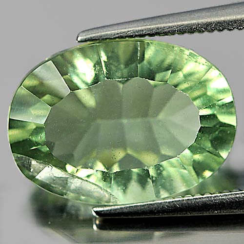Green Fluorite Oval Concave Cut 6.28 Ct. Natural Gem Unheated