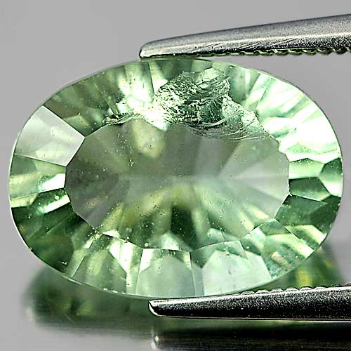 Green Fluorite 6.36 Ct. Oval Concave Cut Natural Gemstones Unheated