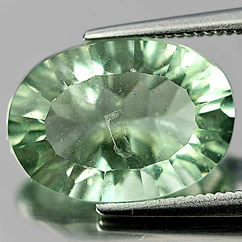Concave Cut 6.76 Ct. Oval Natural Green Fluorite Gems