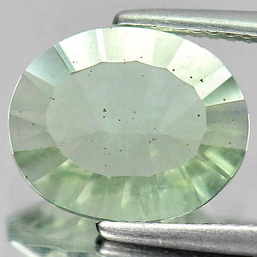 Oval Concave Cut 3.88 Ct. Natural Green Fluorite Gem