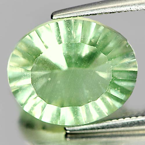 Oval Concave Cut 5.48 Ct. Alluring Natural Gem Green Fluorite