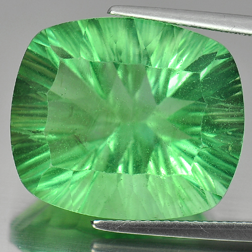 Green Fluorite 32.50 Ct. Cushion Concave Cut 21 x 18 Mm Natural Gem Unheated