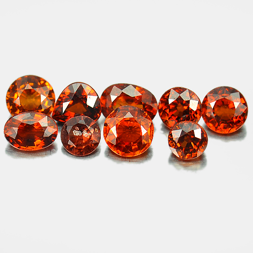 Natural Gems 3.77 Ct. 9 Pcs. Reddish Orange Spessartine Garnet