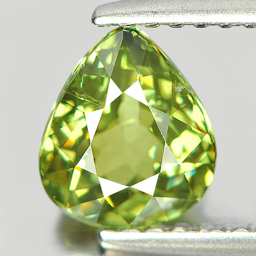 Certified Yellowish Green Demantoid Garnet 1.21 Ct. Pear Shape Natural Gemstone