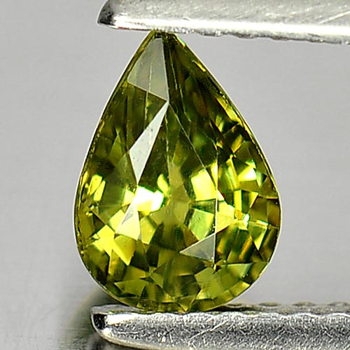 Green Demantoid Garnet 0.92 Ct. Pear Shape 7 x 5 Mm. Natural Gemstone Unheated
