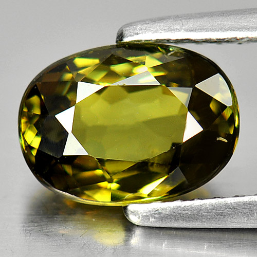 Yellowish Green Demantoid Garnet 2.17 Ct. Oval 9 x 6.6 Mm. Natural Gemstone