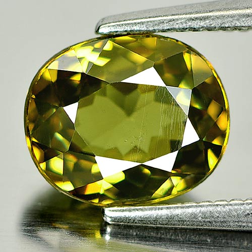 Yellowish Green Demantoid Garnet 2.07 Ct. Oval 5.4 x 5.4 Mm. Natural Gemstone