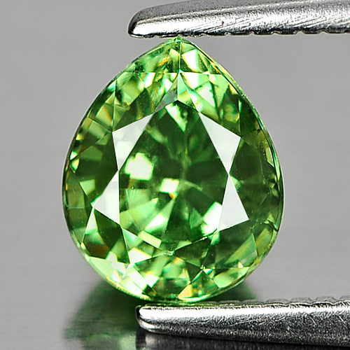 Green Demantoid Garnet 1.14 Ct Pear Shape 6.7 x 5.6 Mm Natural Gemstone Unheated