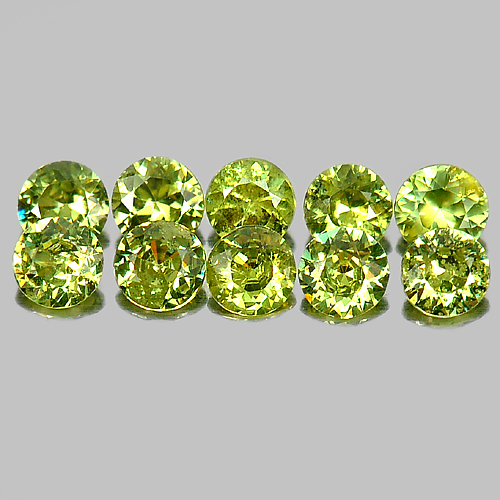 Yellowish Green Demantoid Garnet 1.00 Ct. 10 Pcs. Round 2.9 Mm. Natural Gems