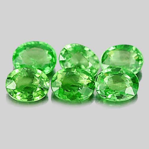 Green Tsavorite Garnet 1.46 Ct. 6 Pcs. Oval Shape 4.2 x 3.4 Mm. Natural Gems