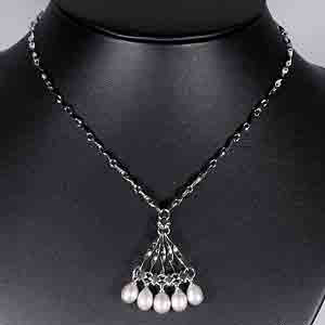 8.54 G. Natural White Pearl Nickel Necklace Unheated