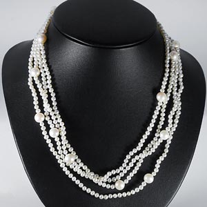 254.10 Ct. Lovely Natural White Pearl Strands 78 Inch