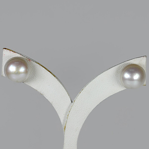 11.75 Ct. Amazing Natural White Pearl Silver Earring