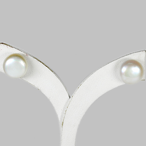 10.94 Ct. Luxurious Natural White Pearl Silver Earring