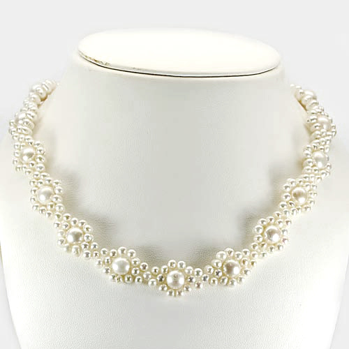 257.33 Ct. Alluring Natural White Pearl Necklace Jewelry Length 17 Inch.