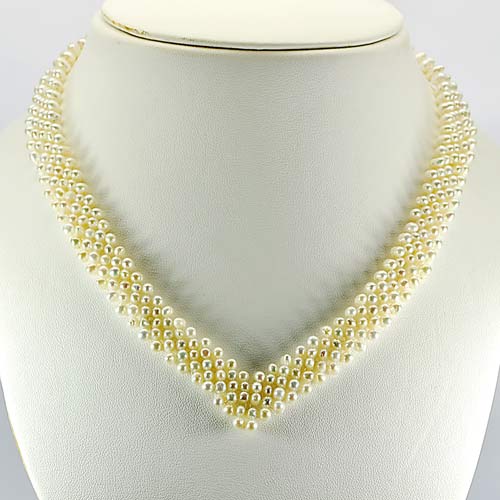 210.03 Ct. Beautiful Natural White Pearl Fancy Cabochon Beads Necklace 8.5 Inch.