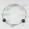 33.32 Ct. Attractive Fancy Cab Natural Pearl Rhodium Plated Bangle Free Size