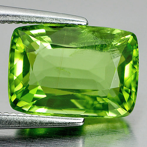 Green Peridot 3.77 Ct. Cushion Shape 10.8 x 7.7 Mm. Natural Gemstone Unheated