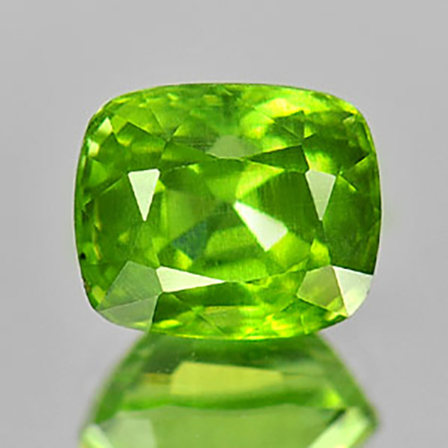 Green Peridot 3.28 Ct. Cushion Shape 9 x 7.4 x 6.5 Mm. Natural Gemstone Unheated