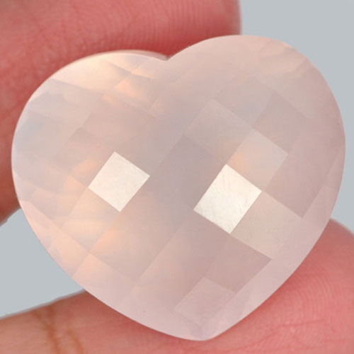 Rose Pink Quartz 40.98 Ct. Clean Heart Checkerboard 22 x 24 Mm. Natural Gemstone