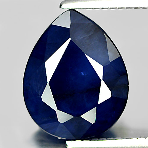 Good Natural Gem 2.35 Ct. Pear Shape Deep Blue Sapphire Diffusion