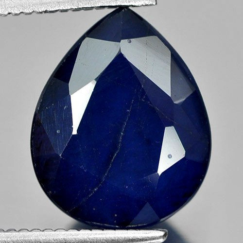 4.34 Ct. Pear Natural Gem Deep Blue Diffusion Sapphire Size 11 x 9 Mm.