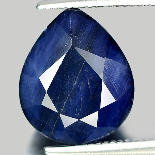 Good Natural Gem 5.05 Ct. Pear Shape Deep Blue Sapphire Diffusion