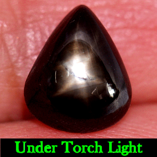 3.79 Ct. Pear Cab Natural Black Star Sapphire 6 Rays