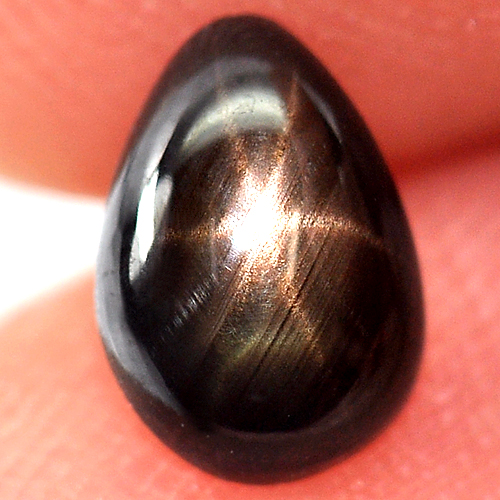 0.95 Ct. Pear Cab Natural Black Star Sapphire 6 Rays