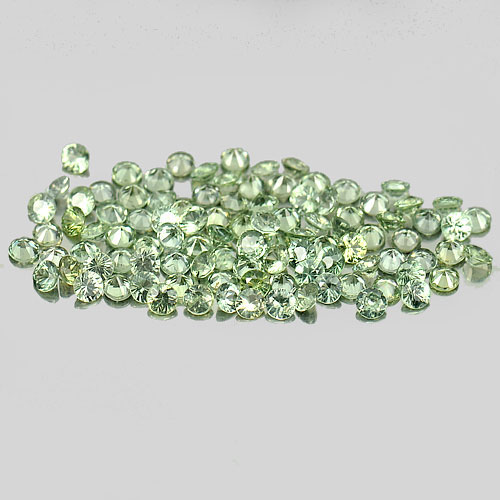 Green Sapphire 9.89 Ct. 100 Pcs. Round Diamond Cut 2.6 Mm. Natural Gems Tanzania