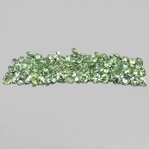 Green Sapphire 10.04 Ct. 100 Pcs. Round Diamond Cut 2.6 Mm. Natural Gemstones