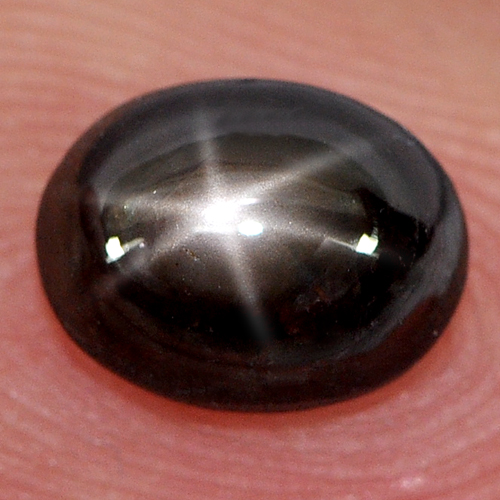 1.37 Ct. Natural Gemstone Black Star Sapphire 6 Rays Oval Cabochon