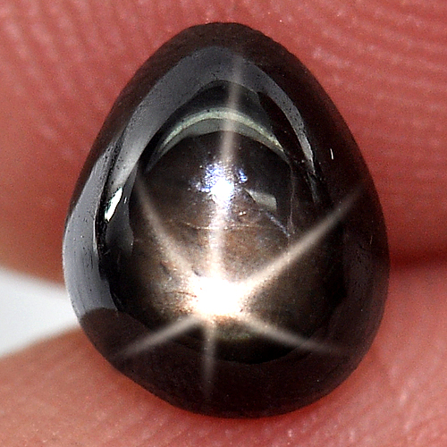 1.95 Ct. Pear Cab Natural Lucky 6 Ray Black Star Sapphire Gemstone