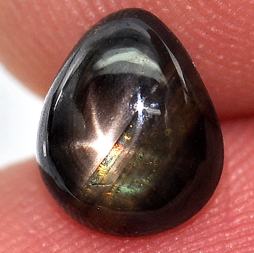 1.97 Ct. Pear Cabochon Natural Gemstone Lucky 6 Ray Black Star Sapphire
