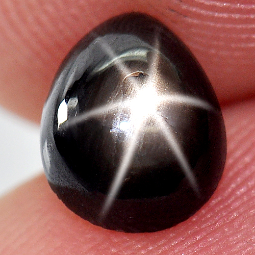 1.66 Ct. Natural Gemstone Lucky 6 Ray Black Star Sapphire Pear Cabochon