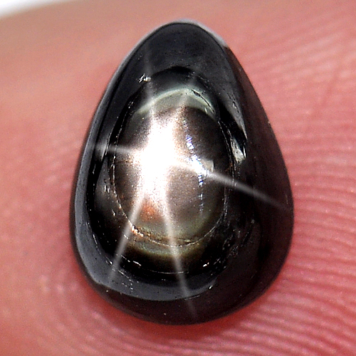 2.18 Ct. Natural Gemstone Lucky 6 Ray Black Star Sapphire Pear Cabochon