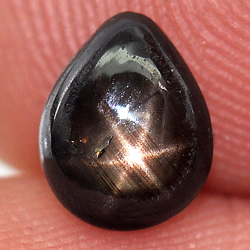 1.18 Ct. Pear Cab Natural Black Star Sapphire 6 Rays