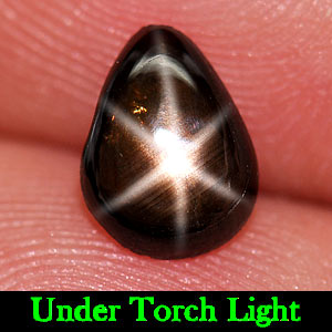 1.49 Ct. Pear Cabochon Natural Gemstone Lucky 6 Ray Black Star Sapphire