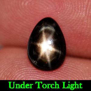 1.67 Ct. Pear Cabochon Natural Gemstone Lucky 6 Rays Black Star Sapphire