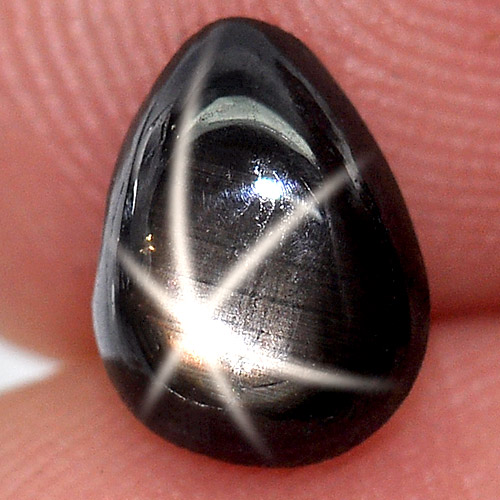 1.95 Ct. Pear Cab Natural Black Star Sapphire 6 Rays