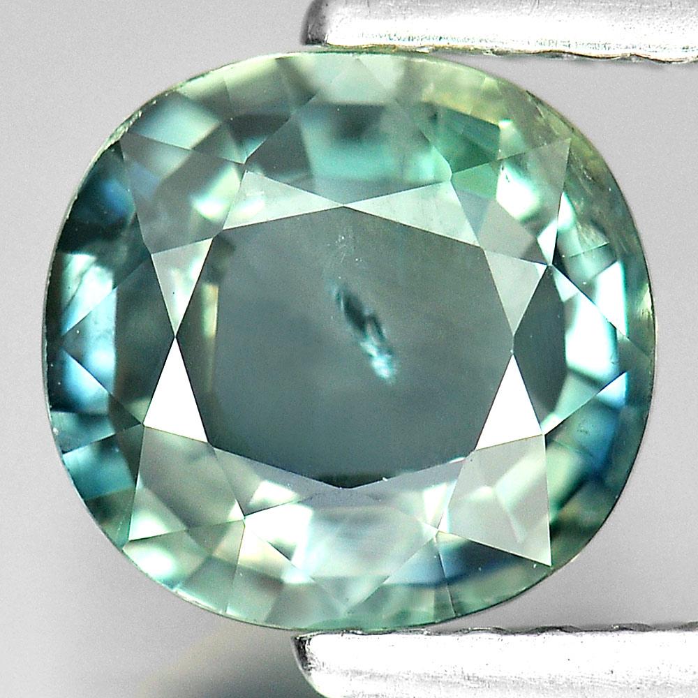 Bluish Green Sapphire 1.54 Ct. Cushion 7.2 x 7 Mm. Natural Gemstone Thailand
