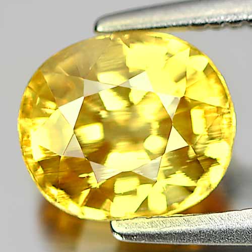 Yellow Sapphire 1.63 Ct. Oval Shape 7.2 x 6.3 Mm. Natural Gem Heated Thailand