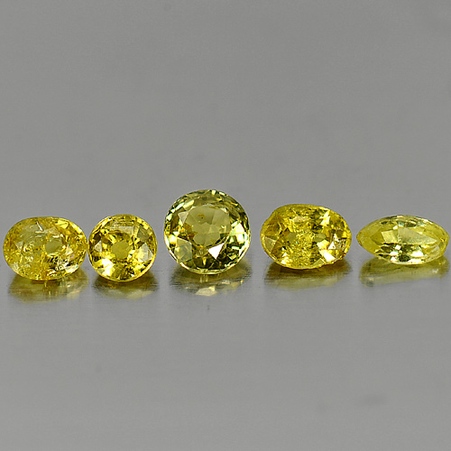 1.35 Ct. 5 Pcs. Natural Yellow Sapphire Gemstones Mix Shape Thailand