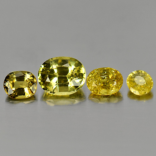 1.60 Ct. 4 Pcs. Mix Shape Natural Yellow Sapphire Gemstones
