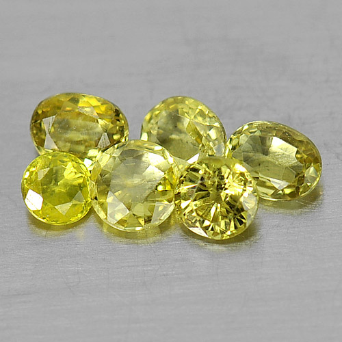 1.40 Ct. 6 Pcs. Beauty Color Natural Gemstones Yellow Sapphire Thailand