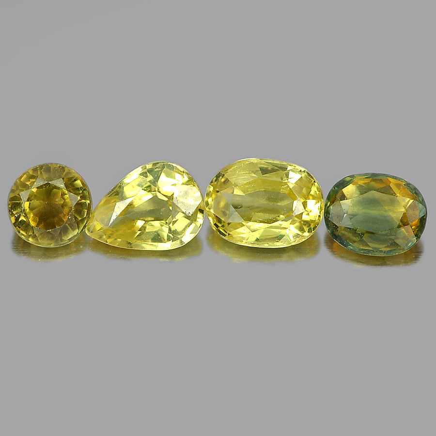 1.90 Ct. 4 Pcs. Beauty Color Natural Yellow Sapphire Gemstones Thailand