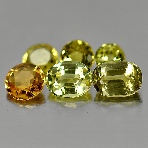 1.91 Ct. 6 Pcs. Natural Yellow Sapphire Gemstones Mix Shape Thailand