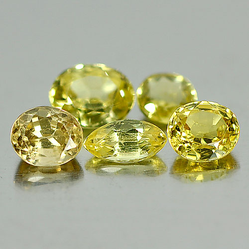 1.55 Ct. 5 Pcs. Natural Yellow Sapphire Gemstones Mix Shape Thailand